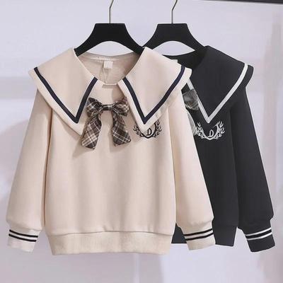 Girls' Spring & Autumn Doll Collar Sweatshirt - Stylish, Thin, Casual Tops for Baby To Big Kids