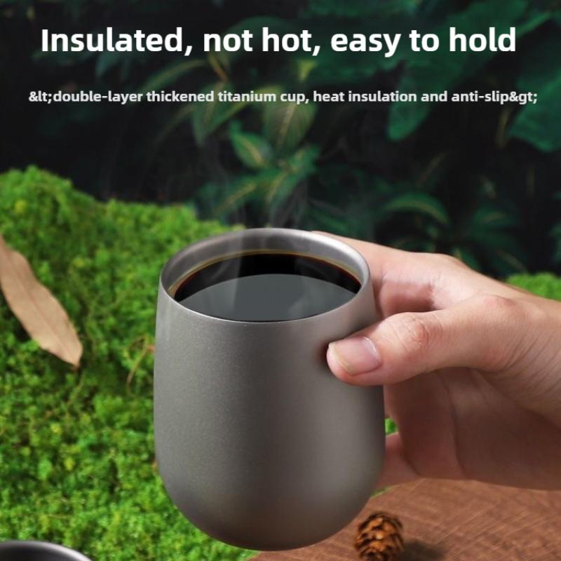 Pure Titanium Goose Egg Cup,Healthy Antibacterial Titanium Cup,Thickened Wine Cup,Double-layer Insulated Camping Drinking Teacup