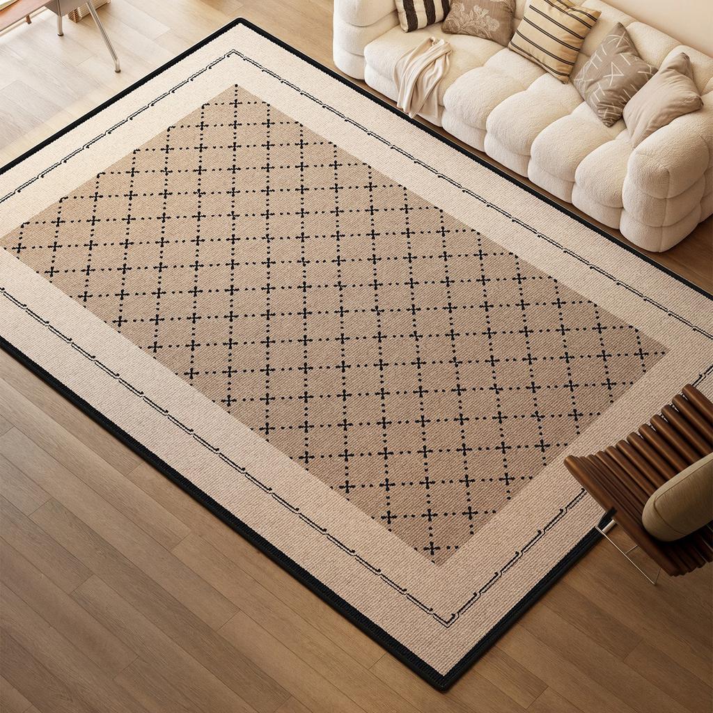 Vintage Light Luxury Rugs Living Room Big Size Floor Mats Bedroom Bedside Carpet Loop Pile Tpr Soft Short Plush Rug