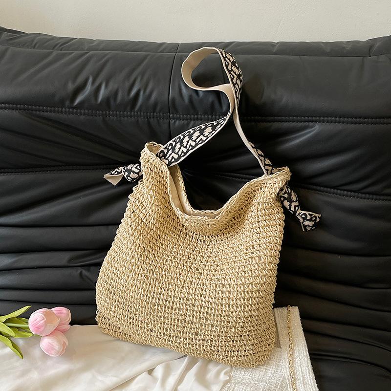 Large Capacity Woven Bag Women's Versatile New Casual Shoulder Straw Bag Seaside Vacation Beach Bag