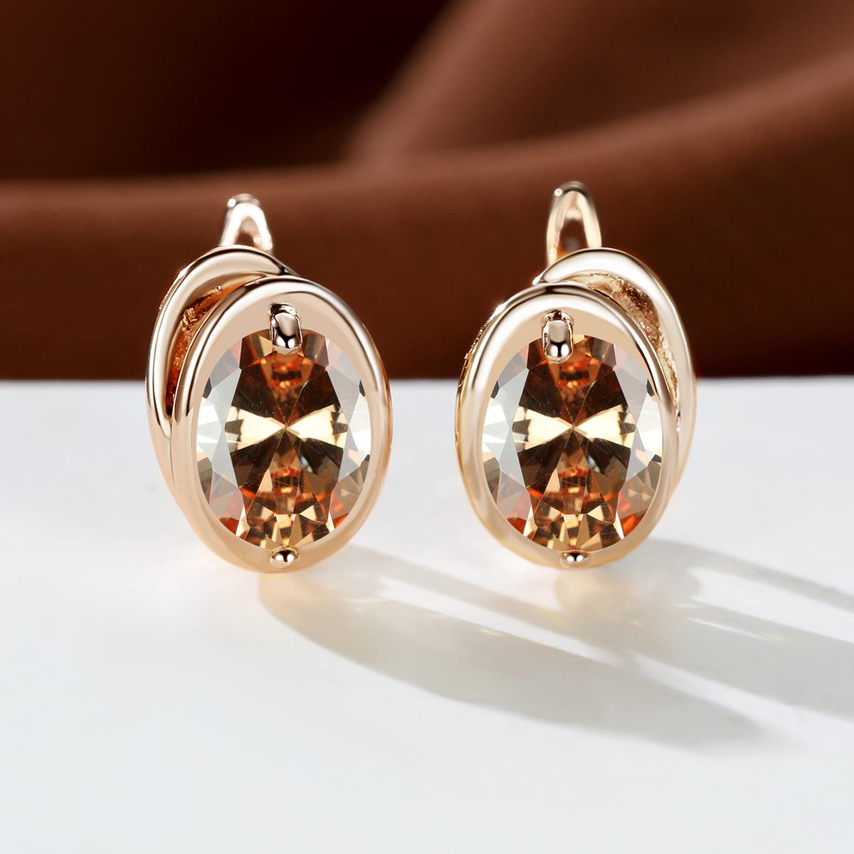 

Свадебные серьги-капли золотого цвета, очаровательные серьги-кольца с камнем, желтый цвет, овальные серьги с камнем для женщин шампанского