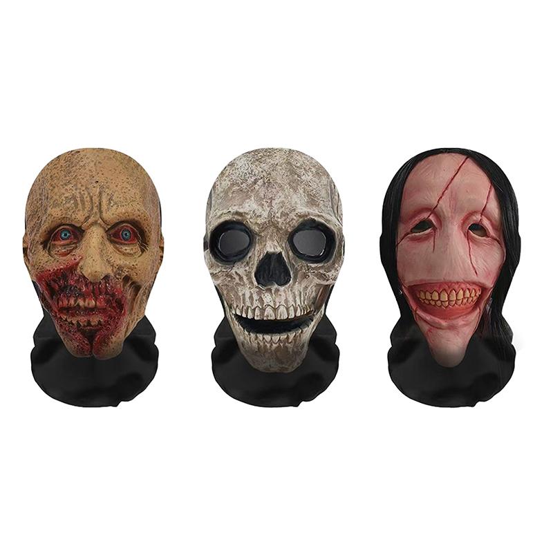 3D maska Ghost Face Halloweenské cosplay rekvizity Kukla Celá tvář Elastická síťovina Prodyšné Pokrývky hlavy Lebka Halloweenská hororová párty