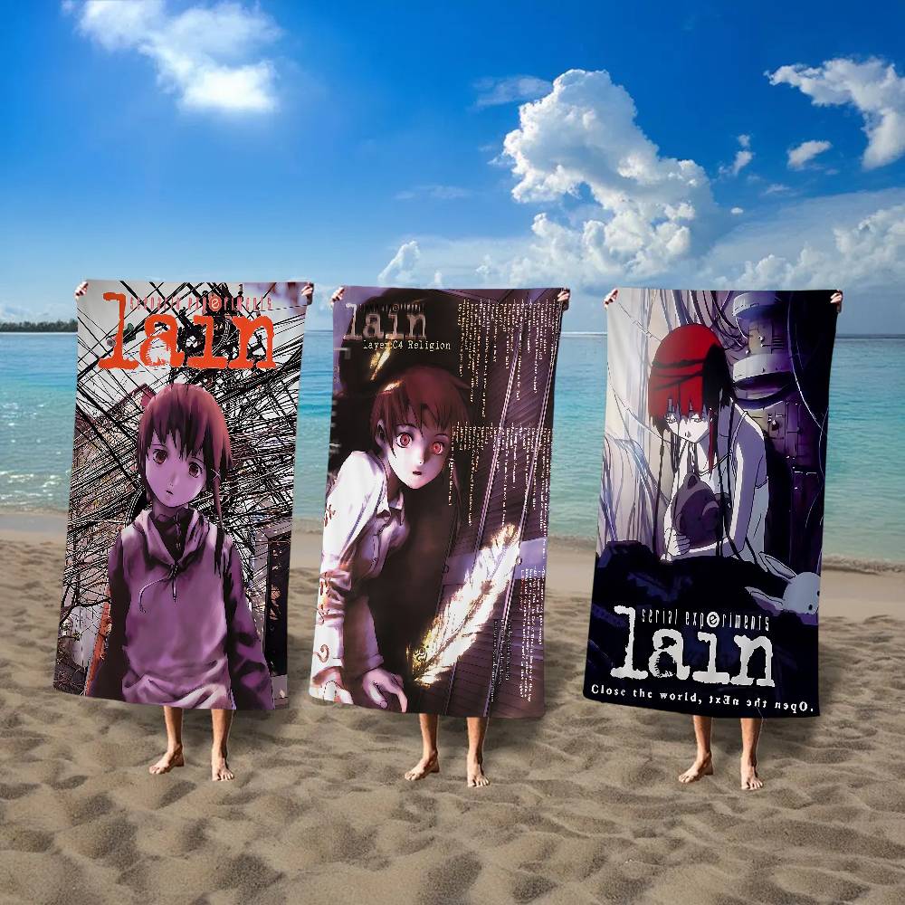Serial Experiments Lain Anime Bath Towel Microfiber Soft Water Absorbing Breathable For Girl Kids Decorative Cartoon Beach