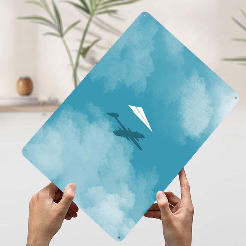 Paper Plane Printed Poster Customized Wall Art Retro Vintage Metal Tin Signs for Room Ornaments Modern Home Decoration Luxury