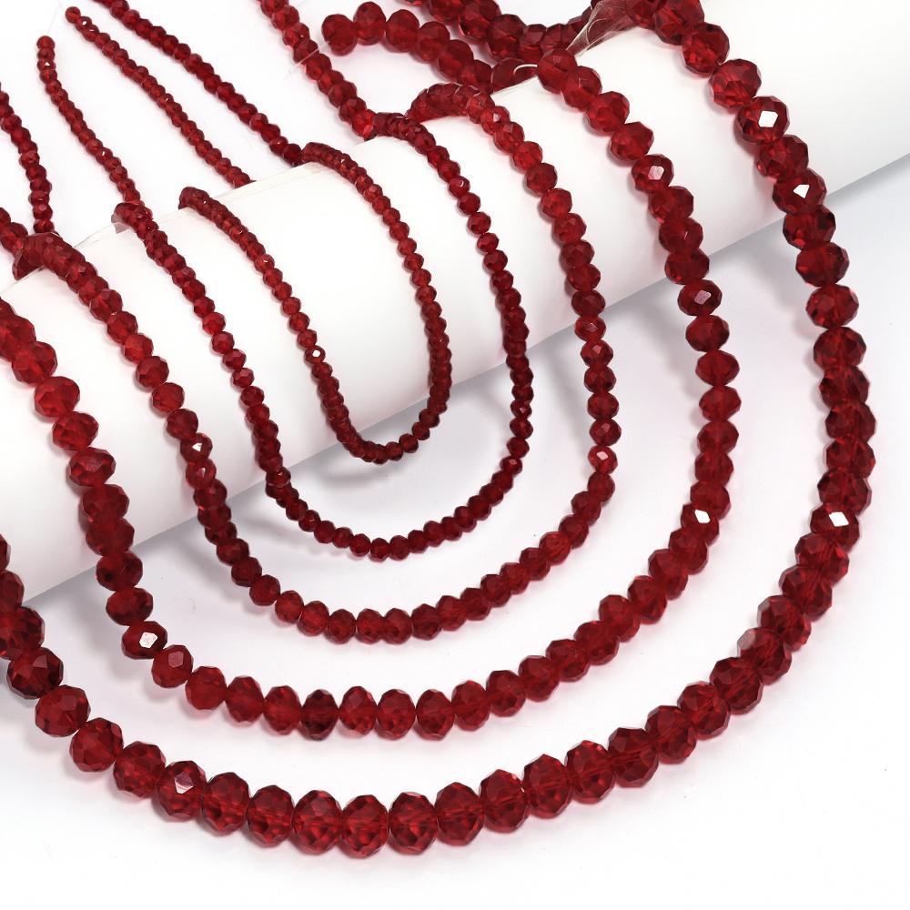 3/4/6/8/10mm Faceted Crystal Beads Deep Red Abacus Glass Loose Spacer Beads For Jewelry Making DIY Bracelet Necklace Accessories