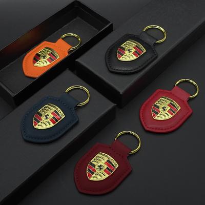 Automobilio raktų pakabukas Skydas Odinis raktų žiedas Grandinėlė Pakabukas Dovanos Laikiklis Macan 911 718 Taycan Panamera Cayenne Boxster Cayman fvbm70