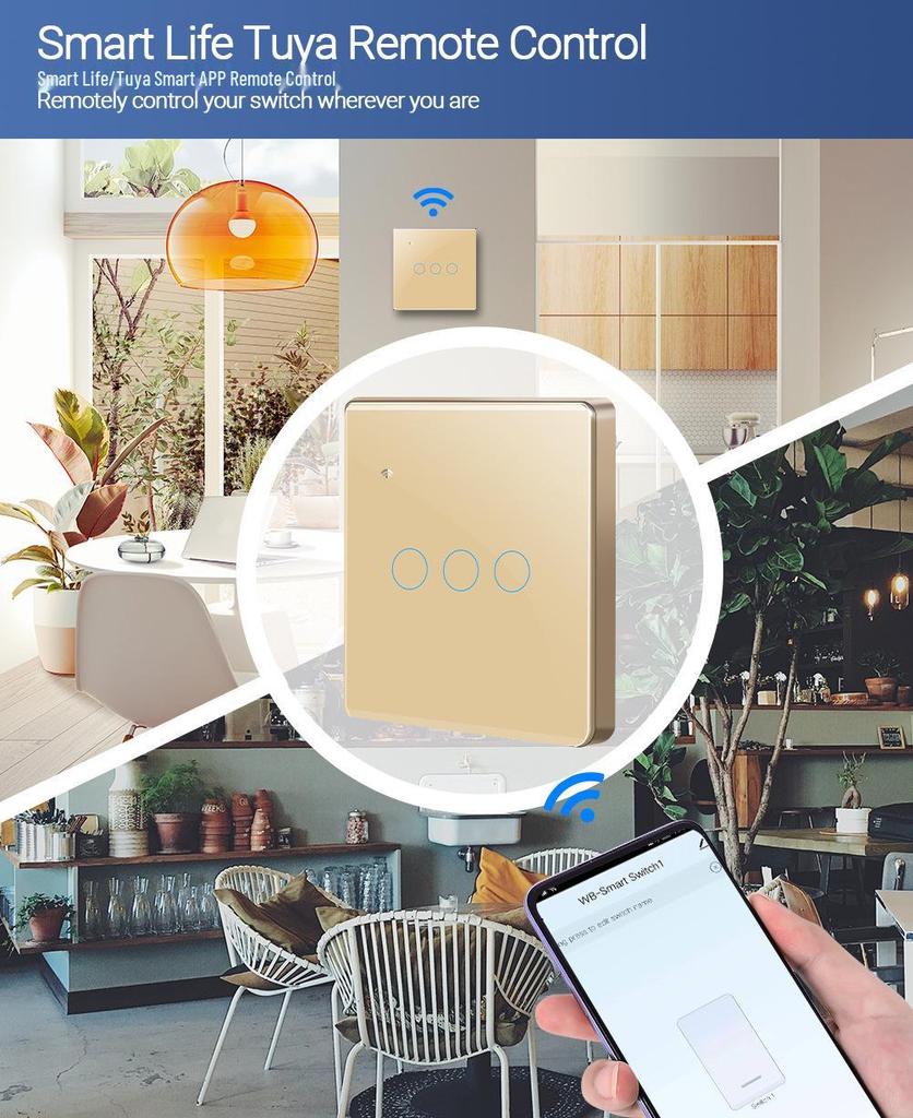 Tuya Smart Home Touch Wall Switch with WiFi & Voice Control - European & British Standards