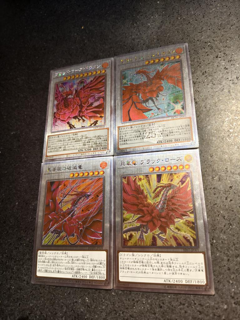Yu-Gi-Oh! Black Rose Dragon Trading Flash Cards 4pcs/Set DIY Collectible Signature Anime Cartoon Gift Self-Control Gilded