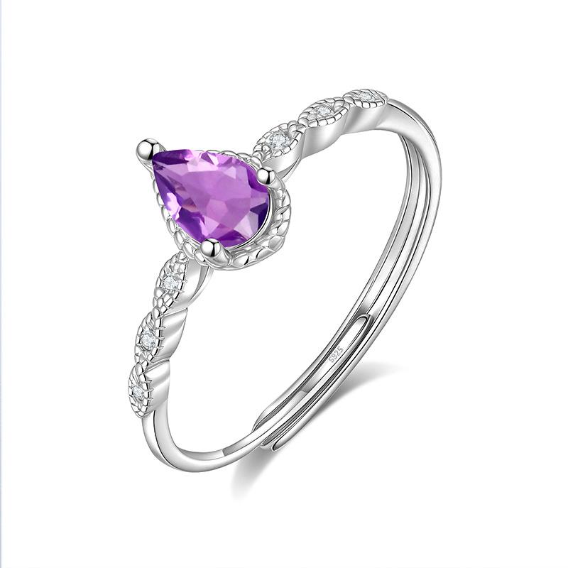 

Popular natural stone ring women s S925 sterling silver inlaid main stone 4 * 6 hot-selling in Europe and America Live mouth