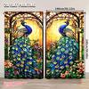 Set Of 2 Peacock Flower Glass Window Painted Curtains Suitable Multiple Rooms Bedroom Office Kitchen Living Room Study Bathroom Made Polyester Great