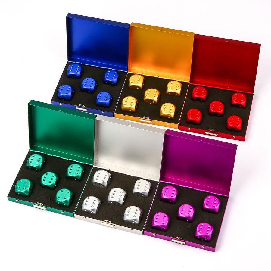 Aluminum Alloy Square Boxed Dice for Casual Entertainment and Dining