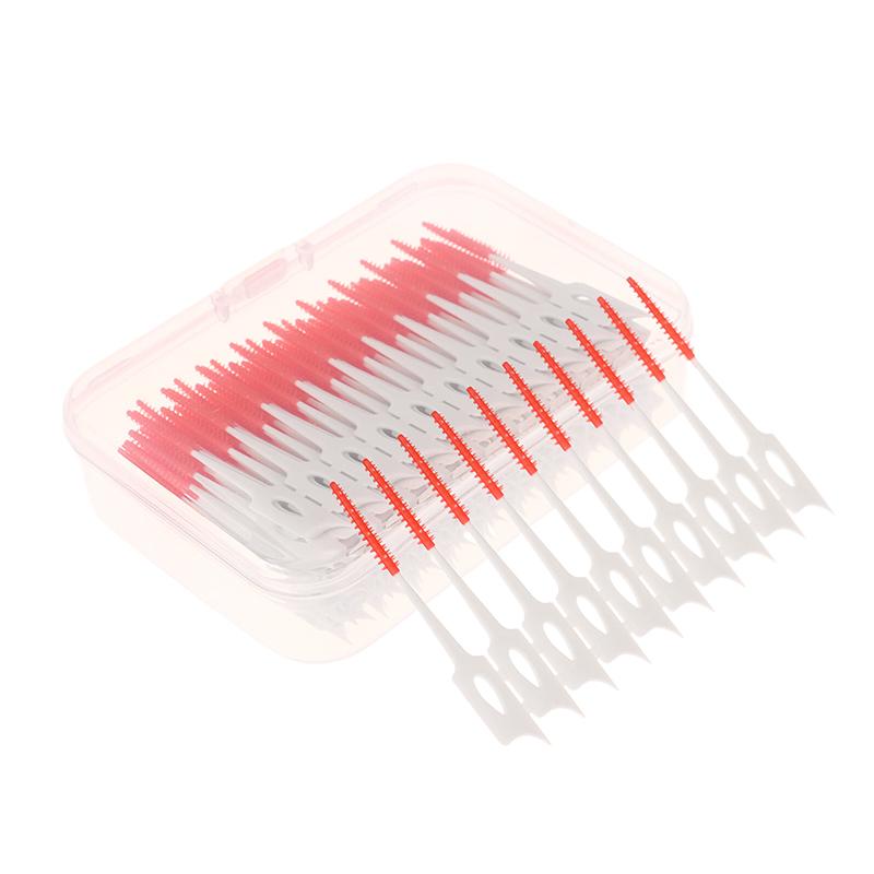 Interdental Silicone Brushes 200 Units Dental Toothpicks Brush Between Teeth With Thread Oral Cleaning Tools