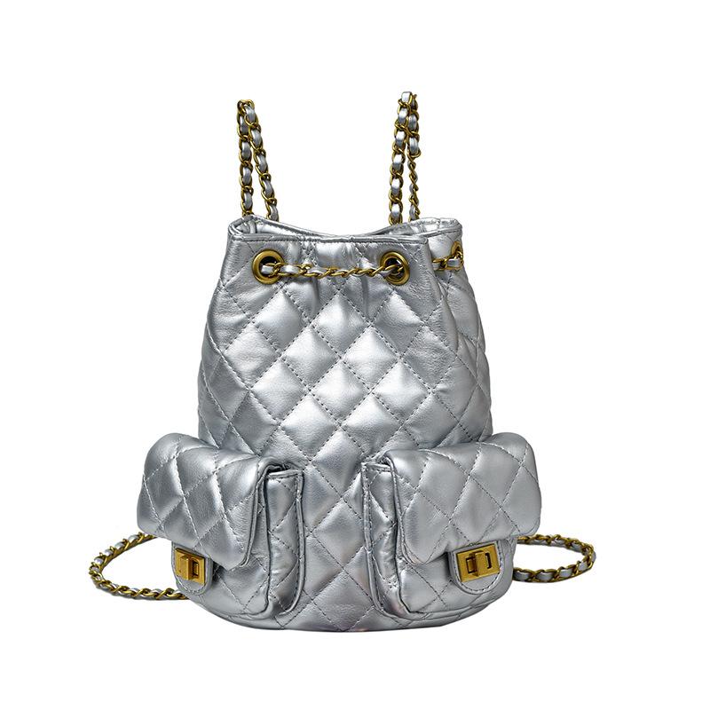 Korean Niche Fashion Xiaoxiangfeng Bag Women's New Diamond Chain Backpack 2025 Simple Casual Messenger Bag