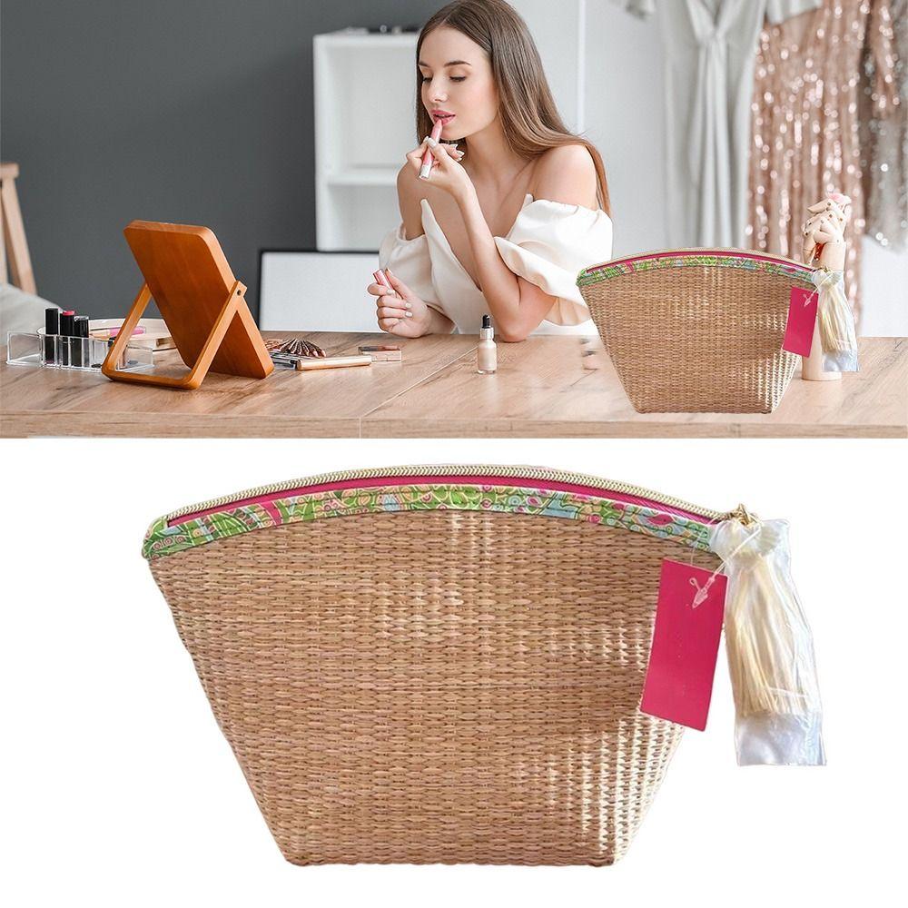 

Multi-function Skin Care Storage Bags Large-capacity Coin Purse Gifts Straw Clutch Bag