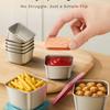 304 Stainless Steel Square Plate with Silicone Lid - 2.02/6oz Sauce & Dressing Container