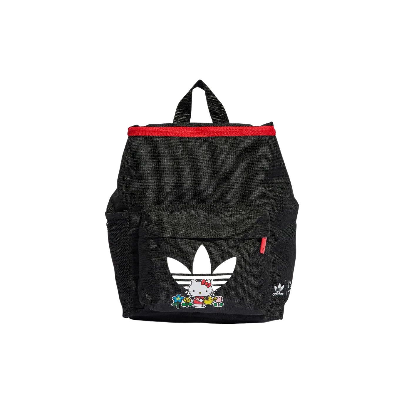 Adidas Originals X Hello Kitty Collaboration Adjustable Strap Large Capacity Polyester Backpack Unisex Backpack Black II3364 Black