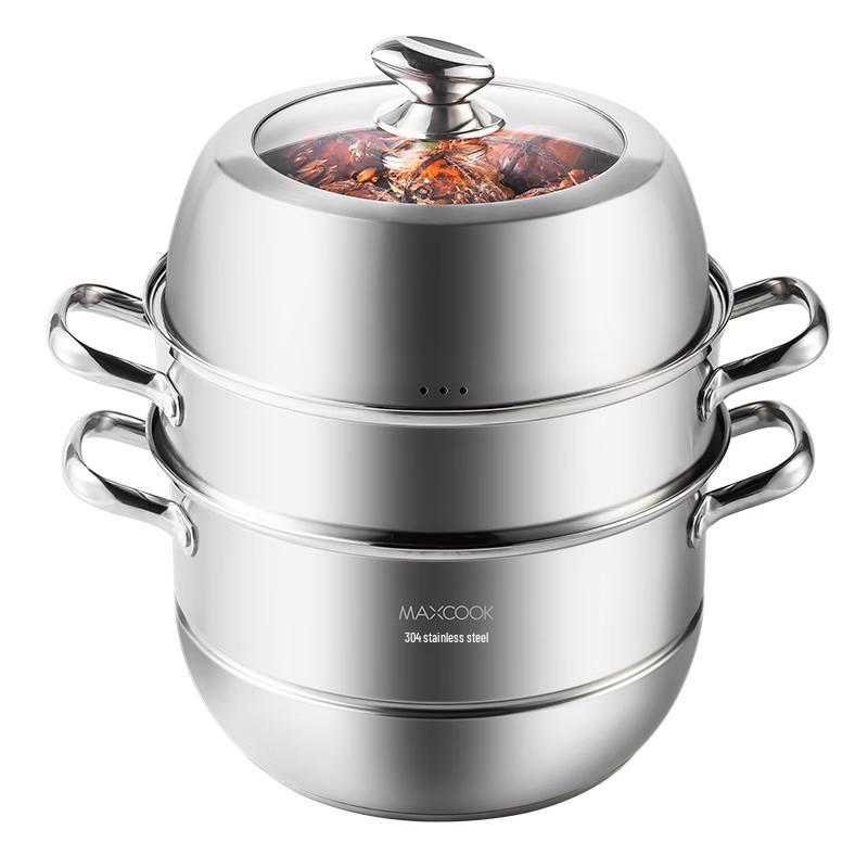 MAXCOOK 26 см 3-слойная пароварка и суповая кастрюля из нержавеющей стали 304