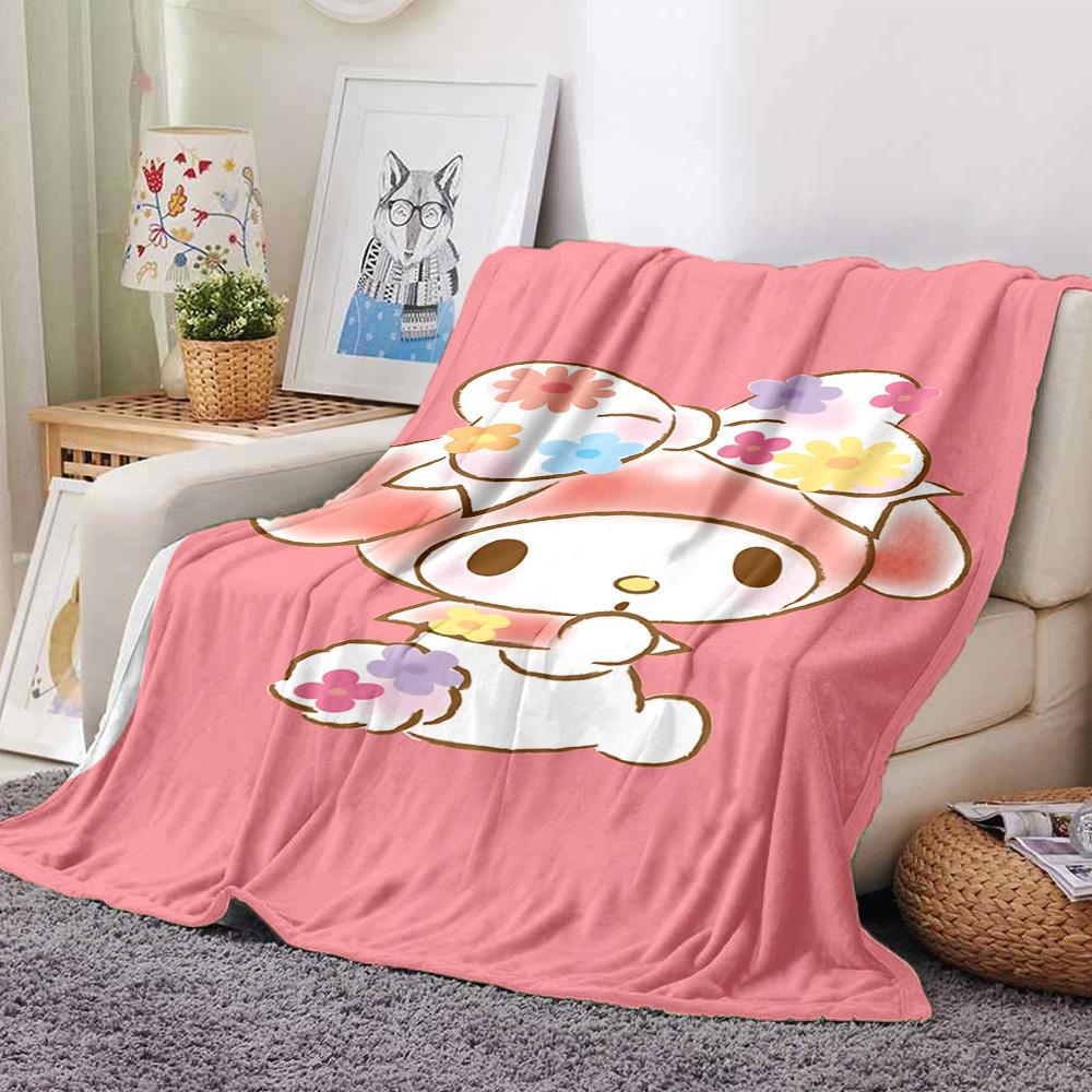 1pc My Melody flower blanket Lightweight Flannel Throw for Sofa Bed Travel Camping Livingroom Office Couch Chair