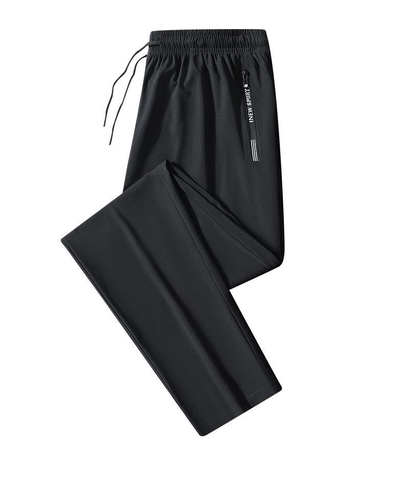 Men's Plus Size Quick-Dry Ice Silk Joggers - High Elasticity, Straight Leg, Sun Protection.