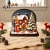 Forniture per Feste Stagionali Ornamento Casa Luminosa di Natale, Decorazione da Tavolo in Legno a LED per Ornamenti Artigianali Fai-da-te, Esposizione Villaggio Festivo, Illumina Festivo
