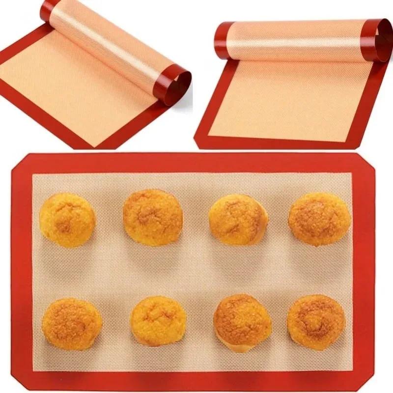 2025 Household Red Baking Tools for Bread Pizza Kitchen Silicone Baking Mat Set Non-Stick Heat for Cookie Sheets