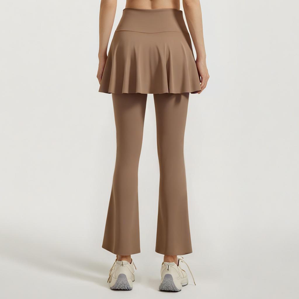 New Color Matching Flared Culottes High Elastic and Thin Fake Two High Waist Running Fitness Yoga Pants