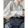 Women's High-End Satin Shirt with French Pointed Collar - Long Sleeve, Stylish Spring/Autumn Top