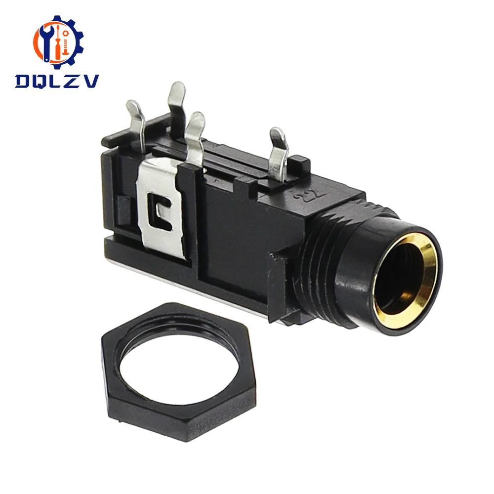 3Pin Audio Jack Speaker Connector 6.35 Mono Female Socket PCB Panel Mount Microphone Chassis Audio Adapter Nut