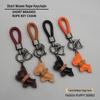 Mini French Bulldog Keychain: Cute Leather Puppy Pendant with Woven Rope