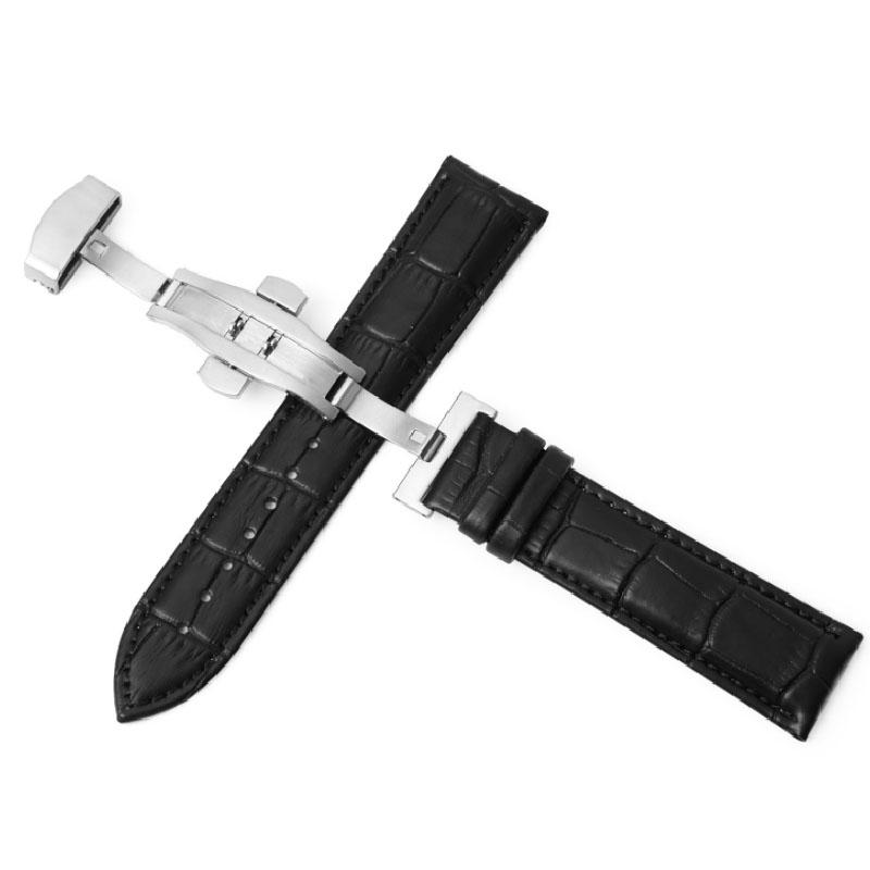 

14/15/16/17/18/19/20/21/22/23/24 мм Браслет для часов из натуральной кожи для Seiko для Samsung Galaxy из нержавеющей стали с застежкой-бабочкой 14mm