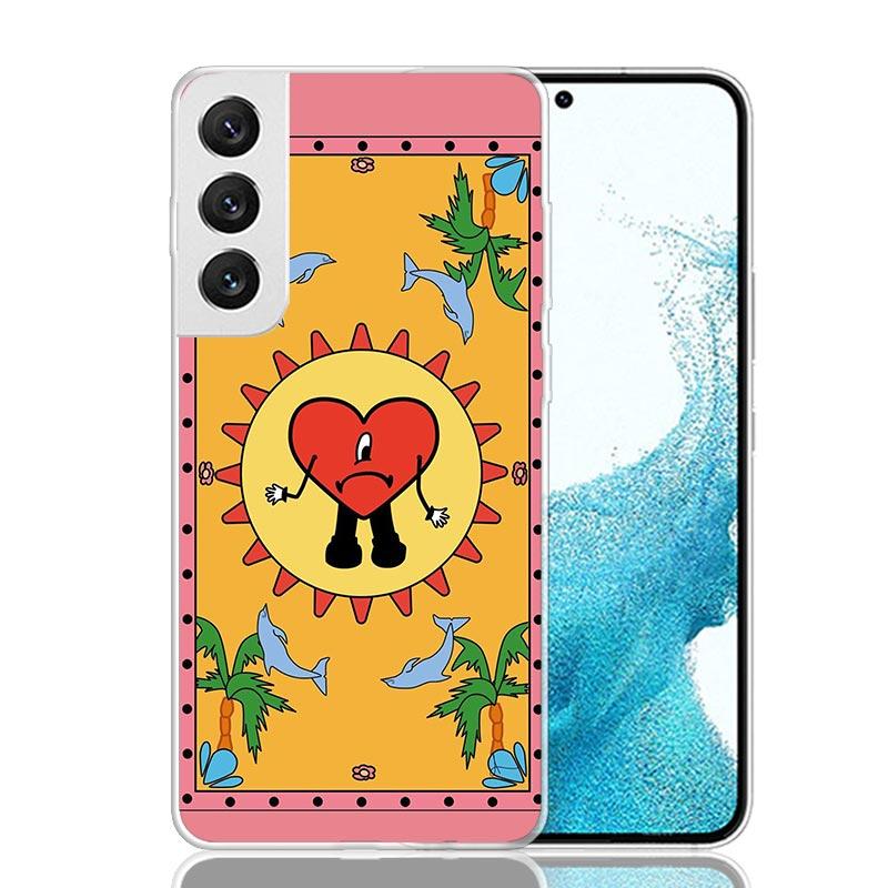 

Bad Bunny Heart Case Phone Cover for Samsung Galaxy S24 S25 Ultra S23 Plus S22 + S21 S20 FE S10 S25Plus Trend Fundas S24 Ultra S Samsung S24 FE