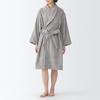 MUJI Fluffy Pile 84870576 Bathrobe, Unisex, L-XL, Gray,
