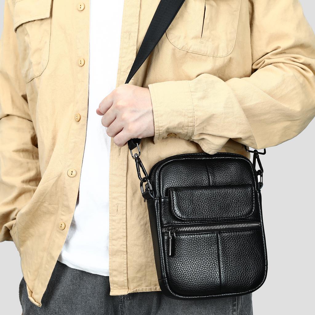 Męskie Torby Crossbody na Ramię ze Skóry Naturalnej Wysokiej Jakości Modna Torba Kurierska dla Biznesmena Torby Skórzane