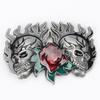 Drop shipping Flame Skull Rose Flower Pattern Buckle Fashion Belt Double Skull Head Heavy Metal Rock style