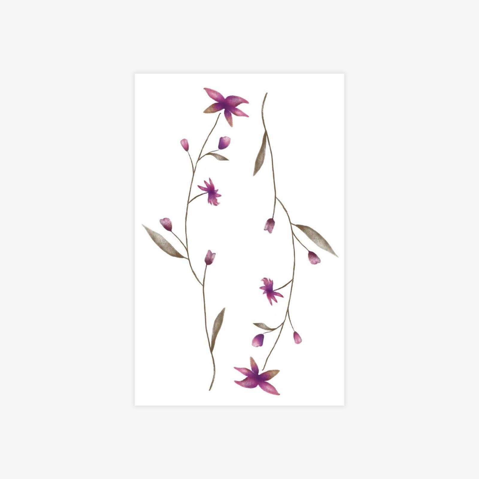 Premium high value small fresh simple plain flower collarbone arm tattoo sticker 12*19