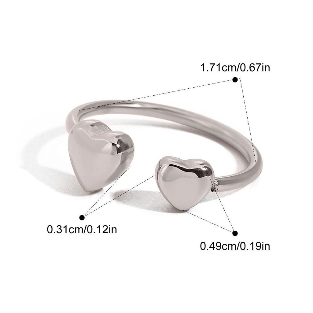 Yori Trendy Heart Golden Ring for Women Stainless Steel High Quality PVD Plated Finger Jewelry Gift Wholesale