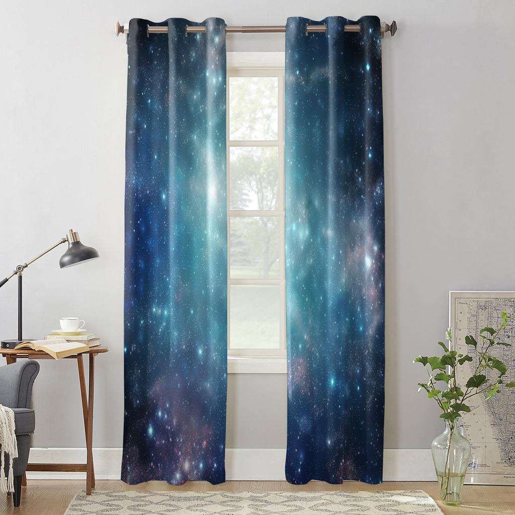 Starry Sky Stars Milky Way Curtains for Bedroom Living Room Window Curtain Treatments Blinds Kitchen Home Decor Drapes