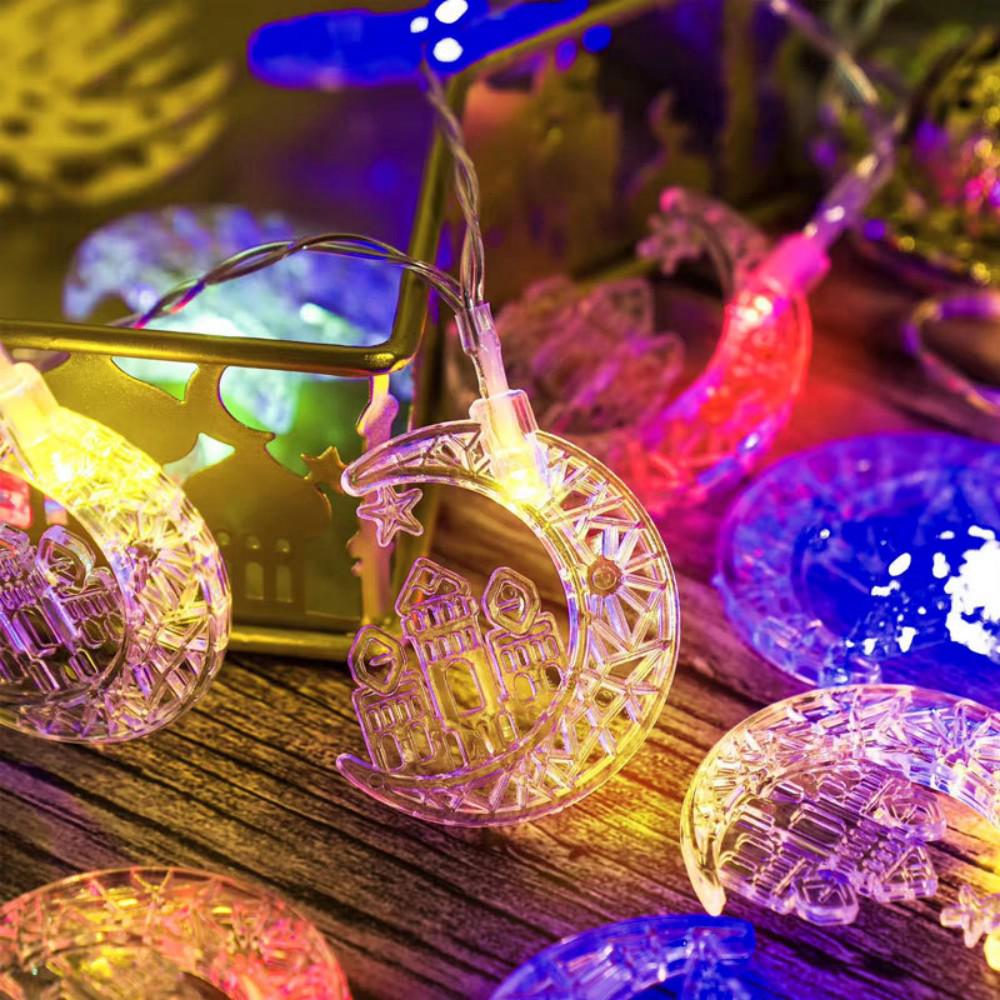 

LED Star & Moon String Lights - Middle Eastern Festival & Muslim Decoration 1.5m 10 lights
