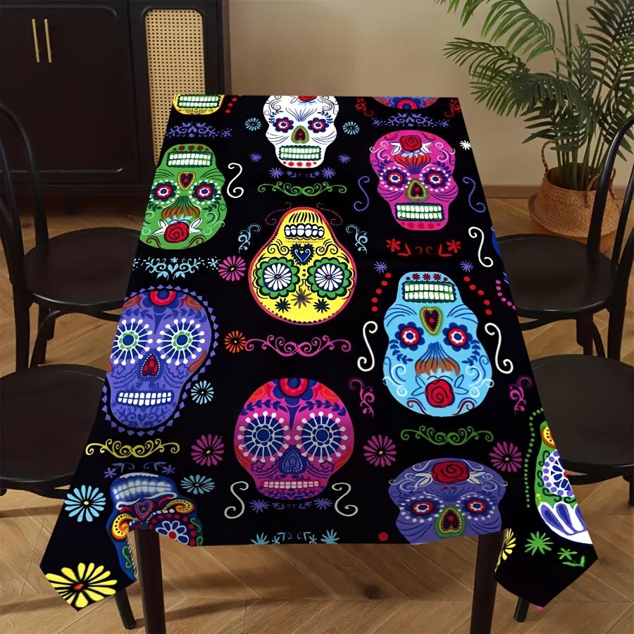 Day of The Dead Rectangle Table Cloth for Table Decor Kitchen Dining Waterproof Reusable Tablecloth for Tables Wedding Party