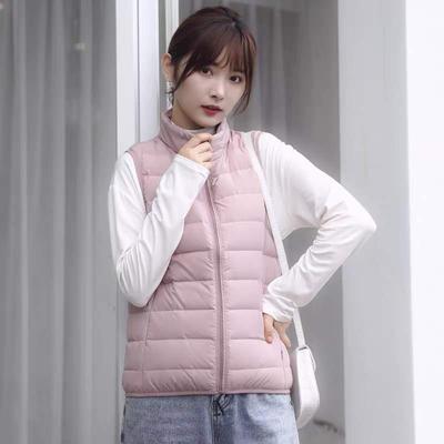 Light Down Jacket Women's Short 2024 Women's Stand-up Collar Sleeveless Down Vest Seamless Pressure Vest Stand-up Collar Jacket