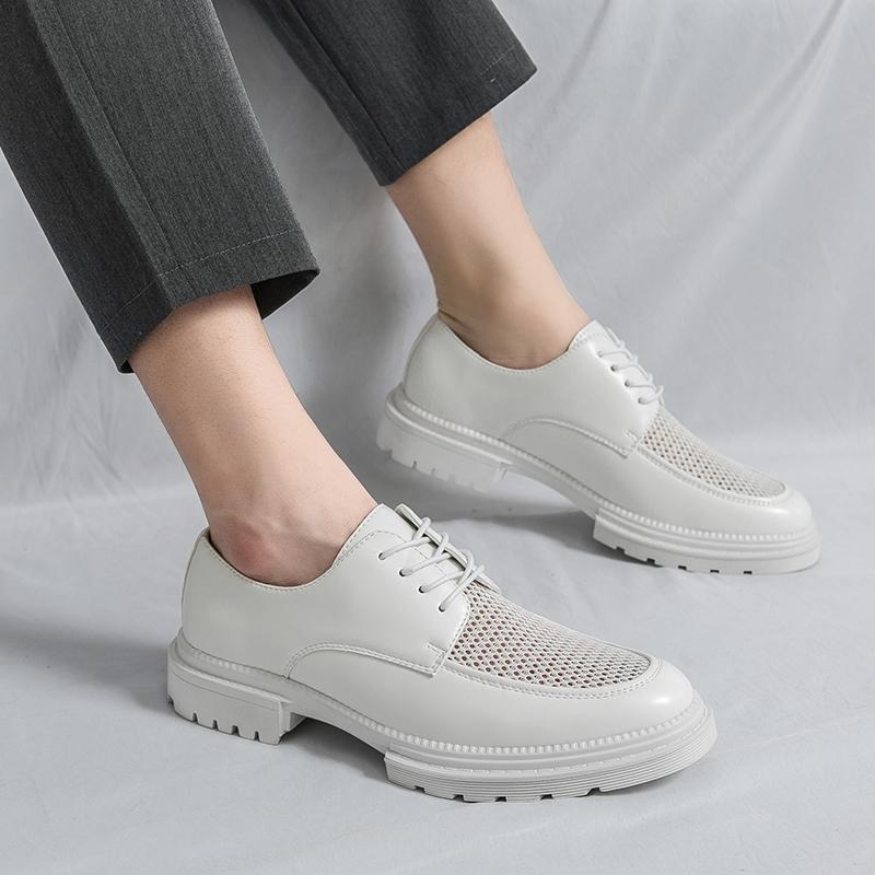 Comfortable Business Driving Mesh Footwear 2025 Summer New Breathable Leather Men Oxford Shoes Quality Non-slip Man Casual Shoes