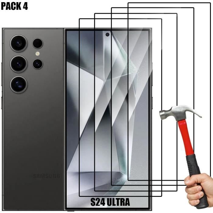 Pack-4 Verre Trempé Intégral pour Samsung Galaxy S24 Ultra - Protection d'écran Antichoc Anti-Rayures