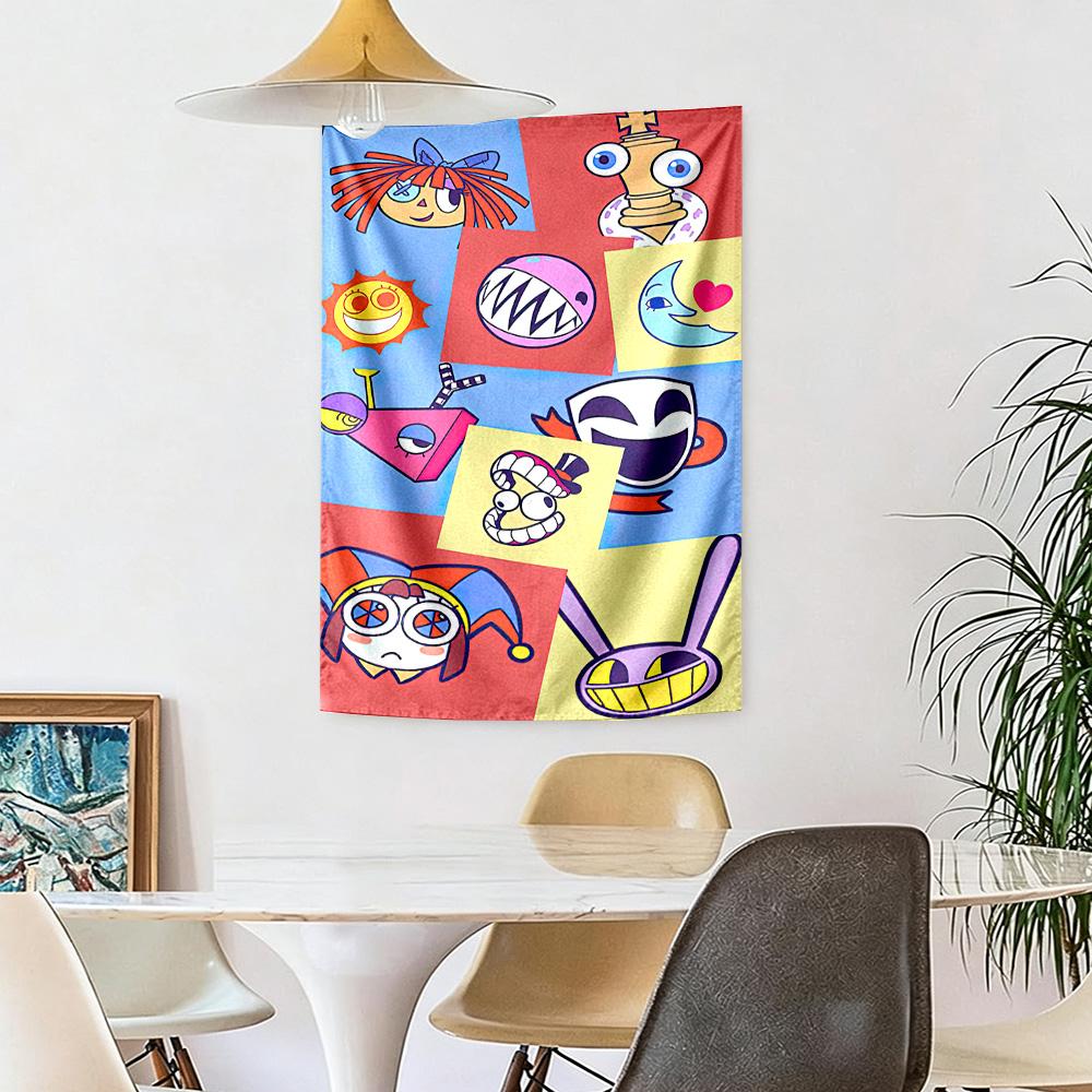 Digital Circus Wall Decor Tapestry Art For Pet Memorial Birthdaywedding Party Backdrop Family Gift