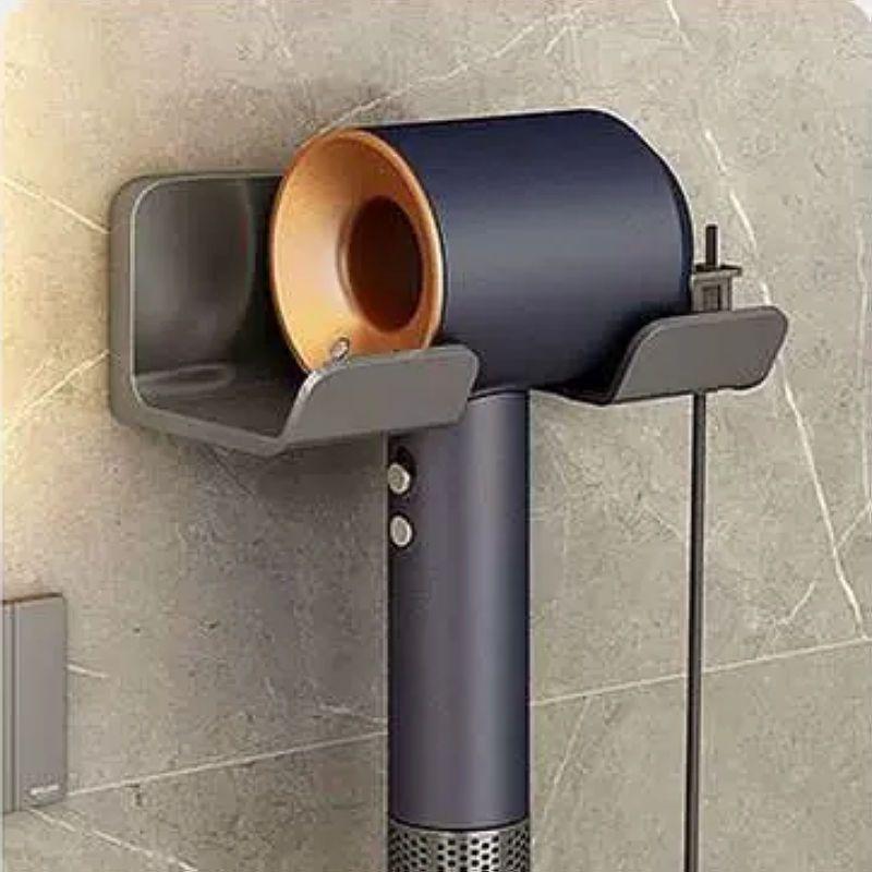 Universal No-Drill Wall-Mounted Hair Dryer Holder & Bathroom Storage Shelf