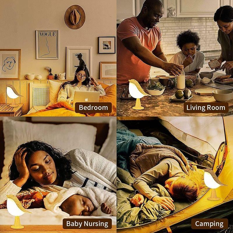 2 Pack Small Cordless Bedside Lamp Bird Lamp Touch Sensor LED Table Lamp Touch Dimmer 3 Level Brightness Lights Aroma Diffuser