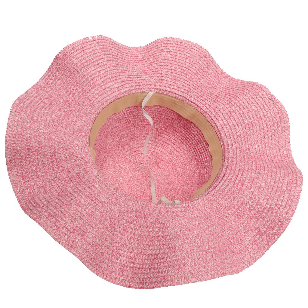 Women Girls Beach Floppy Foldable Sun Hat Wide Brim Straw