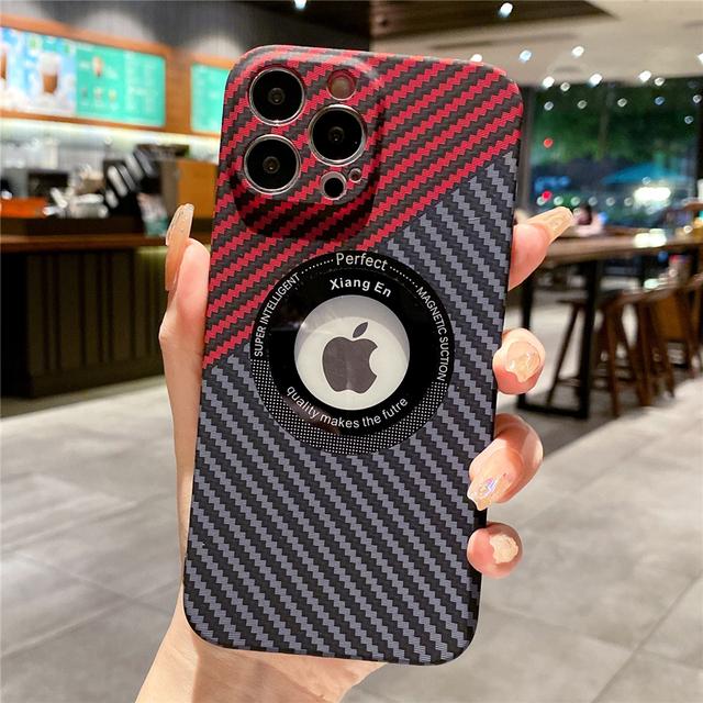 Fibră de carbon de lux pentru husă de încărcare fără fir magnetică Magsafe pentru Iphone 14 Pro Max Plus 11 12 13 Husă rigidă ultra subțire goală