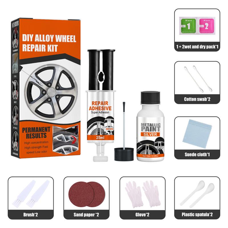 Wheel Rim Scratch Repair Kit Silver Wheel Rim Dent Remover Paint Wheel Rim Adhesive Wheel Rim care Accessories