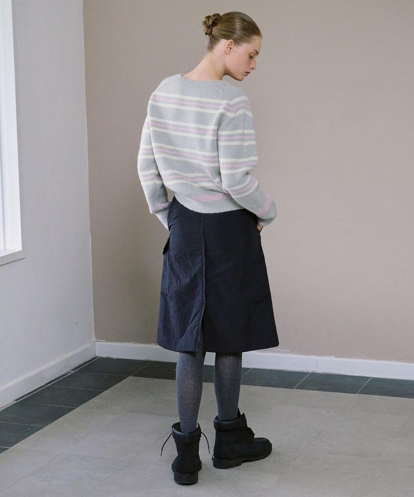 AHWE Alpaca Stripe V-Neck Knit_Gray