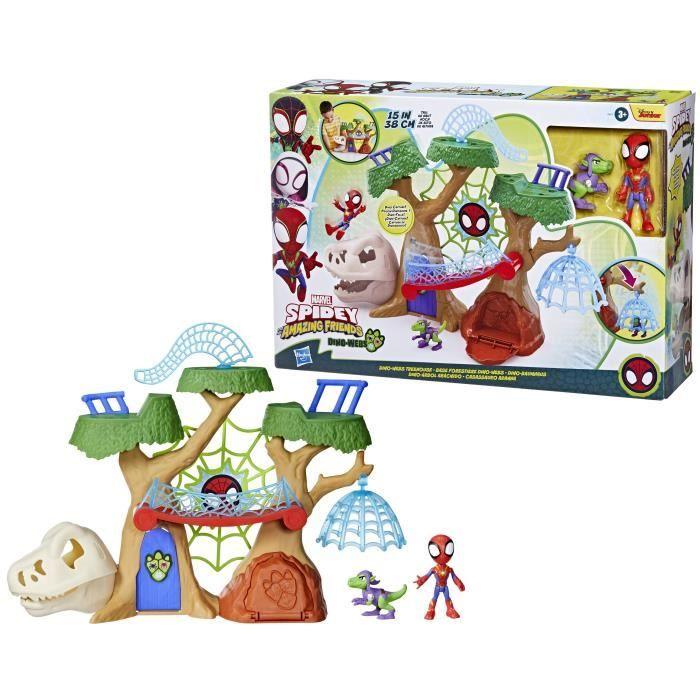 Spidey Coffret Dino-Webs base forestière, Figurines de super-héros et accessoires, dès 3 Ans, Spidey et Ses Ami